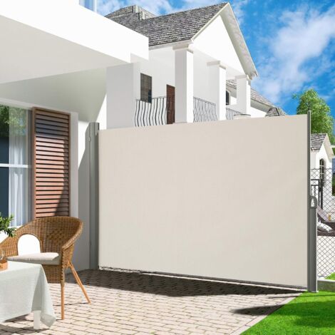 Seitenmarkise, Rahmen aus Vollaluminium, 190 x 450 cm, ausziehbar Markise,  Sichtschutz, seitliche Vordcher, Balkone, Terrassen, Garten, Sonnenschutz,  Seitenrollo, LARMNEE EBE1945BP02