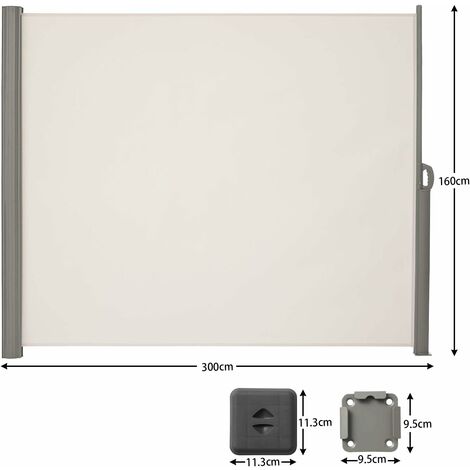 Seitenmarkise, Rahmen aus Vollaluminium, 160 x 300 cm, ausziehbar