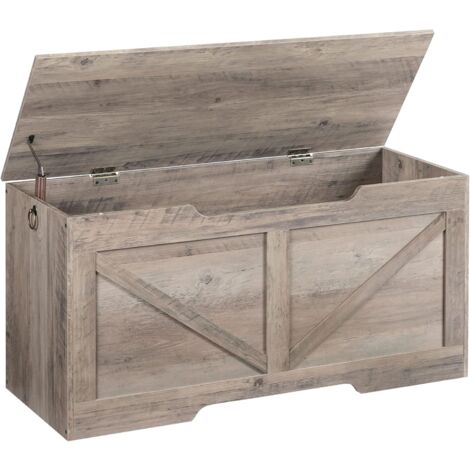 Truhen, Sitzbank mit Stauraum, Spielzeugkiste mit Deckel, Truhenbank, aufbewahrungsbox, 2 Ringen, 100cm, Robust, Stabil, für Kinder, Flur, Wohnzimmer, HOOBRO EBG771CW01