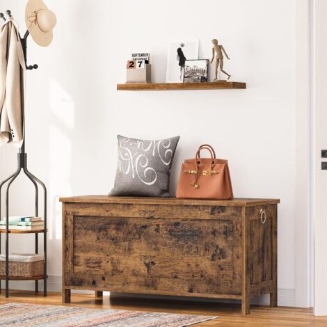 Truhen, Sitzbank mit Stauraum, Spielzeugtruhe mit Deckel, Schuhbank, Sitztruhe, Aufbewahrungstruhe, Robust, Sicherheitsscharniere, Schlafzimmer, Wohnzimmer, 100 cm, HOOBRO EBF100CW01