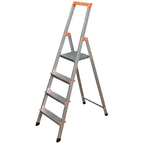 Krause Monto Alu Stufen-Stehleiter SOLIDY 1x4 Tritte Aluleiter Stehleiter (1/5)