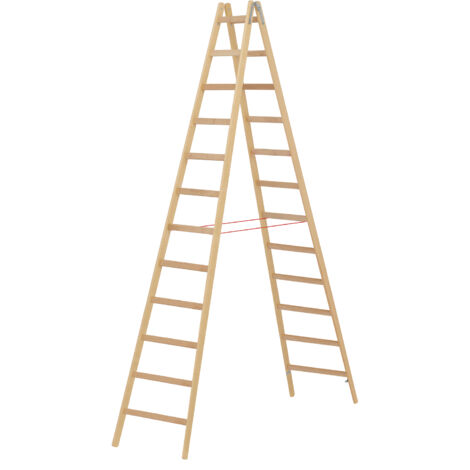 Maler Doppelleiter aus Holz 2x12 Stufen - Max. Arbeitshöhe 4.30m - 71410/2x12
