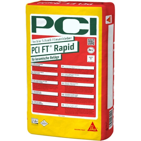 Flexibler Schnell Fliesenkleber 25kg Sack grau – Für keramische Beläge innen und außen – Hohe Benetzungsfähigkeit – Schnell härtend – PCI (1/3)