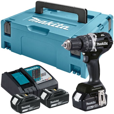 Makita DDF484TB3J Akku-Bohrschrauber 18V in schwarz 3x5 Ah Akku + Ladegerät im MAKPAC