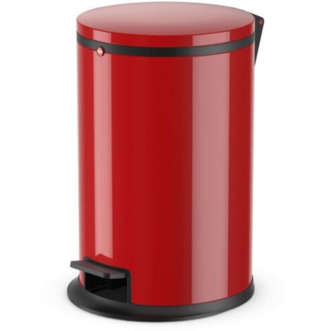 Hailo Treteimer Pure M, Abfalleimer, Mülleimer, Stahlblech, Rot, 12 L, 0517-040