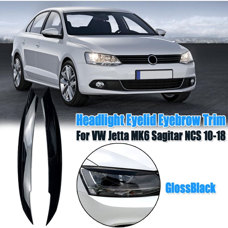 Scheinwerfer-Augenlid-Augenbrauen-Zierabdeckung für VW Jetta MK6 Sagitar  NCS 2010–2018 (glänzend schwarz)