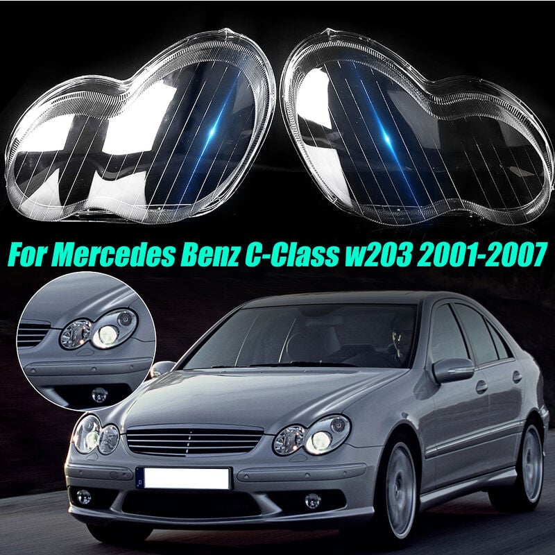 Links) Klare Scheinwerferabdeckung Lampenschirm Scheinwerferabdeckung  Scheinwerfer für Mercedes Benz C-Klasse W203 2001–2007 Coxolo