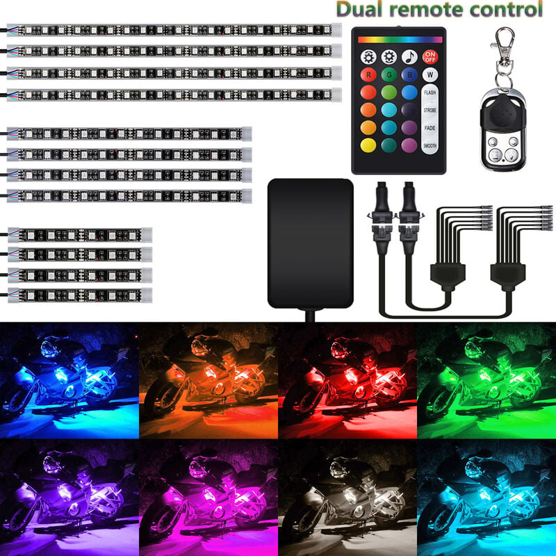 AMBOTHER 12 V 12 Stück 18 Farben RGB LED Rock-Effekt-Licht-Set,  wasserdichte Sprachfernbedienung für Motorrad, Fahrrad, Auto