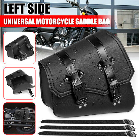 1x Universal Motorrad Satteltasche mit Flaschenhalter für Harley Davidson links