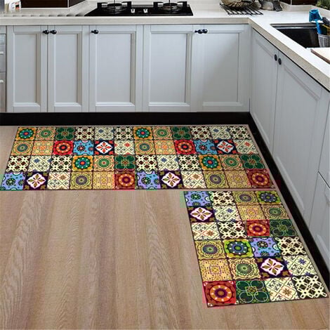 2PCS Moderne rutschfeste Küchenmatte Teppich Wohnzimmer Fußmatte Waschbare Badematte 40x60 + 40x120cmtype 2