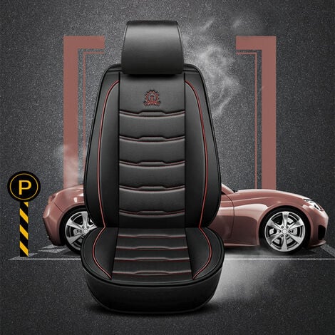 1 Stück Autozubehör PU-Leder Autositzbezug Kissen Vordernaht Sitzkissen  (schwarzer Kaffee, 5D Upgrades Style) Coxolo