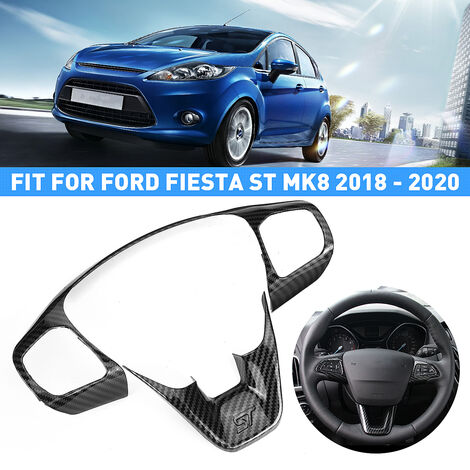 Für Ford Fiesta MK6 MK7 Echtes Schwarzes Leder Lenkradbezug Mit Blauen Nähten