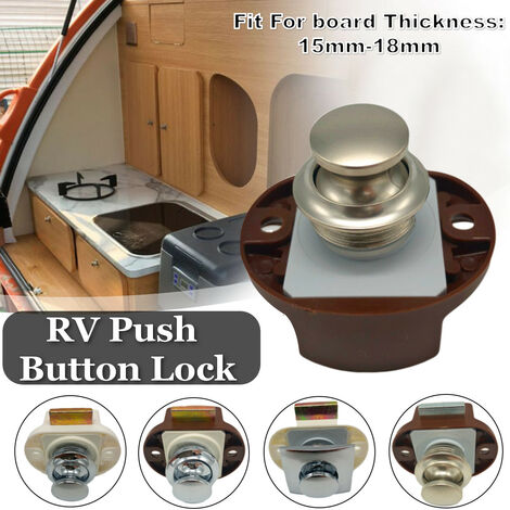 Push Button Catch Lock Camper Car Push Zinklegierung Kunststoff Snap Drawer  Schrank Wohnmobil Caravan Cabinet Latch Knob (Brown, Chrome Ring)