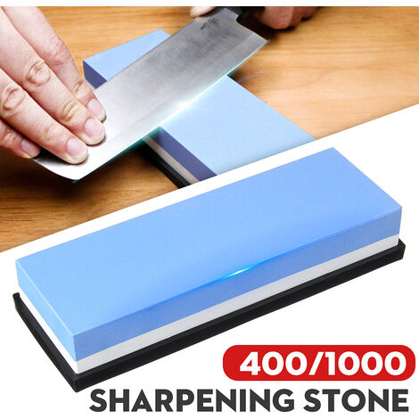 Bacher Premium Schleifstein 400/1000 | Zweiseitiger Wetzstein Mit Bambusblock & Zubehör | Messerschärfer Wasserstein