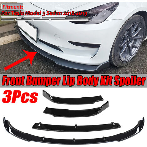 Lip Body Kit Spoiler für Frontstoßstange in glänzend Schwarz für Tesla Model 3 Sedan 2016–2019 (1/5)