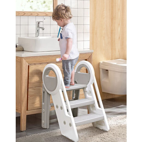 Funecho Tritthocker Kinder - 3-stufig Höhenverstellbar & Klappbar