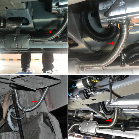 250 cm Edelstahl-Auspuffrohr mit Schalldämpfer und Filterschalldämpfer +  Rohr für Auto-Parkluft-Dieselheizung