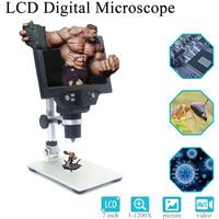 1-1200X Zoom Tragbares wiederaufladbares digitales elektronisches Mikroskop 8-LED-VGA-Mikroskop mit 12MP 7 "HD-Bildschirmmikroskop