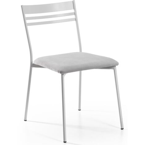 Lot de 2 chaises design minimaliste en métal avec assise rembourrée Blanc (1/3)