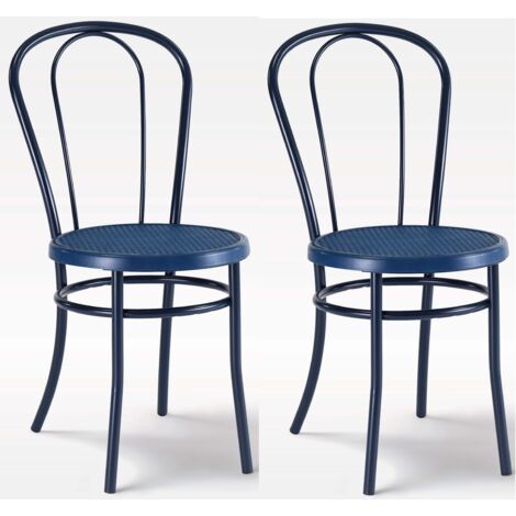 Lot de 2 chaises BISTRO Salle à Manger en Métal Café Restaurant Hotel THONET bleu-gris (RAL-5008)
