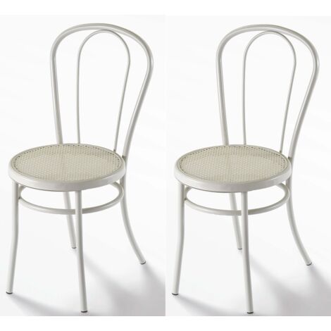 Lot de 2 chaises BISTRO Salle à Manger en Métal Café Restaurant Hotel THONET gris-soie (RAL 7044)