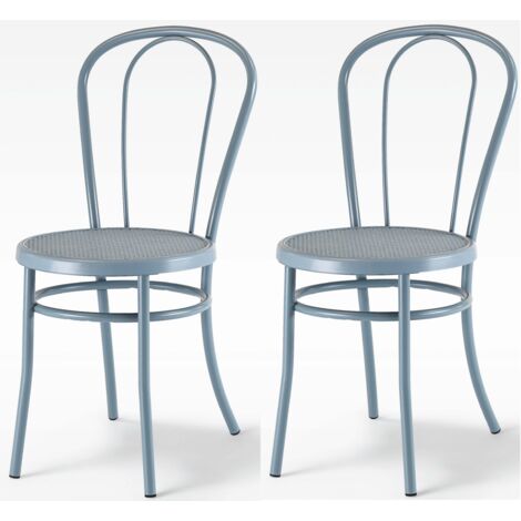 Lot de 2 chaises BISTRO Salle à Manger en Métal Café Restaurant Hotel THONET gris petit-gris (RAL 7000)