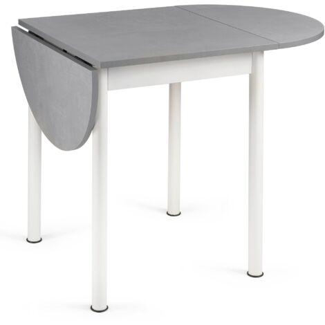 Table de salle à manger extensible 61 cm – Longueur 54-115 cm – Pieds en métal – Pour espaces restreints – Plateau mélamine gris – Italchair