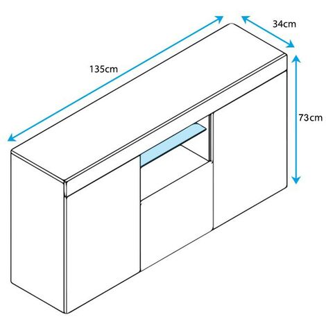 Sideboard mit LED  Küchenschrank  Kommode  Wohnzimmerschrank  Aufbewarungsschrank  Buffet  Esszimmer  135x72x34cm  Modell Sefora  Schwarz mit Weiss Glanz