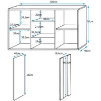 Sideboard 2 Türen 1 Vitrine – Glänzendes Melamin Schwarz LED – 120 x 70 x 40cm – SIDEBOARD LUKE A1