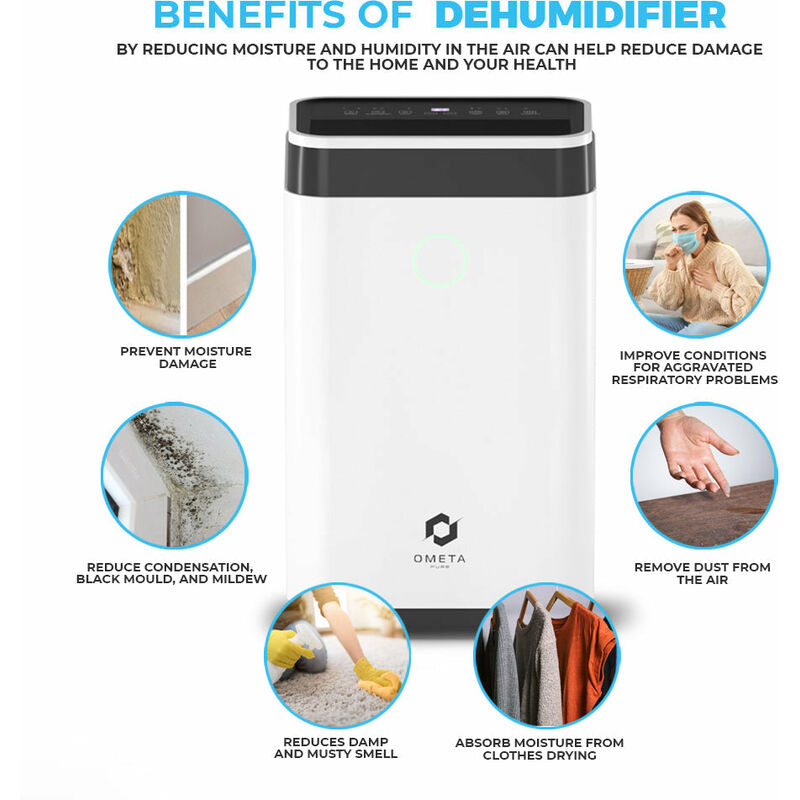 12L/Day Dehumidifiers for Home, Powerful Dehumidifier with Digital Humidity  Display & Control, 2.5L Water Tank & Drainage Hose, Childlock, 24H Timer  Ideal for Damp, Condensation and Laundry Drying: : Home &  Kitchen