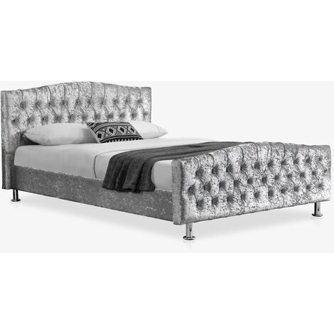 Chesterfield Velvet Silver Double Bed