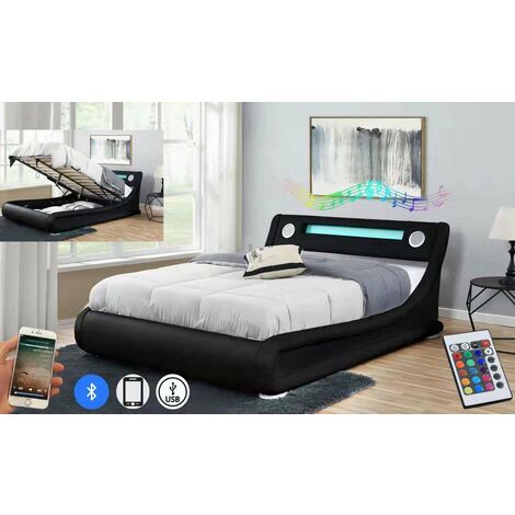 Led bluetooth store ottoman bed