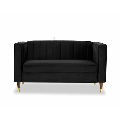 Black velvet clearance 2 seater sofa