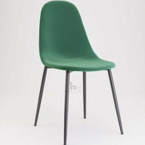 Tadley Dining Chair Set of 2 Velvet Accent Chairs Black Metal Legs Kitchen Home Furniture, Green