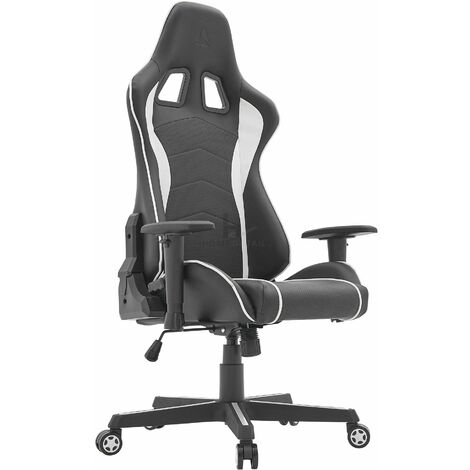 Gaming Chair - Ergonomic Reclining Office Chair, Black+White