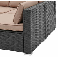 10 Piece Modular Rattan Sofa Garden Lounge Set, Brown Cushions