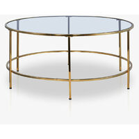 Round Coffee Table Gold With Smoked Glass Centre Table Living Room Furniture