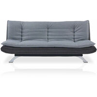 Fabric Sofa Bed 2 Seater Duo Contrast Fabric Chrome Legs Sofabed Recliner, Grey Charcoal