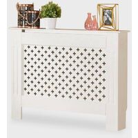 Radiator Cover Wall Cabinet MDF Wood Furniture Criss Cross White, Medium