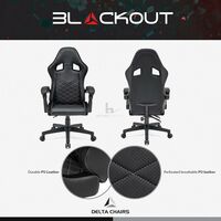Racing Gaming Chair Ergonomic Recliner Armrest Swivel Computer Office Chair, Black with White Stitching