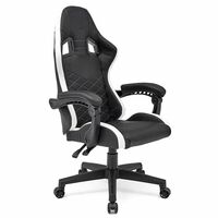 Racing Gaming Chair Ergonomic Recliner Armrest Swivel Computer Office Chair, Black with White Sides