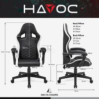 Racing Gaming Chair Ergonomic Recliner Armrest Swivel Computer Office Chair, Black with White Sides