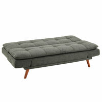 Duncan Fabric Sofa Bed With Wooden Legs and Adjustable Armrests, Light Grey