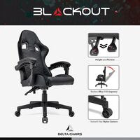 Racing Gaming Chair Ergonomic Recliner Armrest Swivel Computer Office Chair, Black with Black Stitching