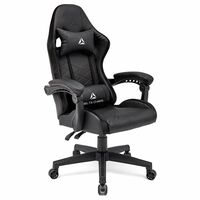Racing Gaming Chair Ergonomic Recliner Armrest Swivel Computer Office Chair, Black with Red Stitching