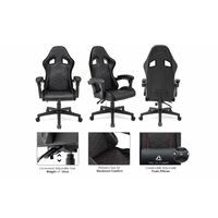 Racing Gaming Chair Ergonomic Recliner Armrest Swivel Computer Office Chair, Black with Red Stitching