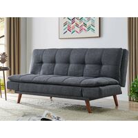 Duncan Fabric Sofa Bed With Wooden Legs and Adjustable Armrests, Dark Grey