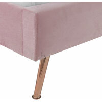Clio Fabric Bed Frame - Plush Velvet King Size Bed, Pink