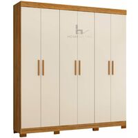 Amarok 6 Door Wardrobe Storage Unit with Built-in Shelving, Oak & Off White