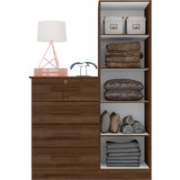 Belize 1 Door Wardrobe and Chest of Drawers Storage Unit with Built-in Shelving, Cedar